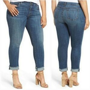 Kut From The Kloth Ankle Straight Leg Cuffed Denim Blue Jeans size 18w
